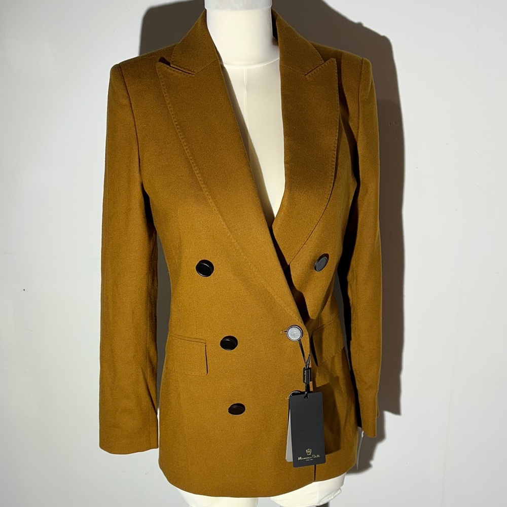 Elegant Mustard Double-Breasted Blazer